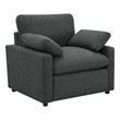 Pemberly Row Upholstery Fabric Power Recliner Chair in Dark Gray
