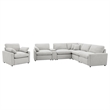 Pemberly Row 6-piece Fabric Modular Power Reclining Sectional in Gray