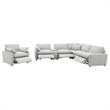 Pemberly Row 6-piece Fabric Modular Power Reclining Sectional in Gray