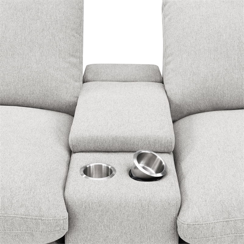 pemberly row 5-piece fabric power reclining home theater seating in gray