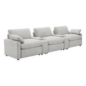 Pemberly Row 5-piece Fabric Power Reclining Home Theater Seating in Gray