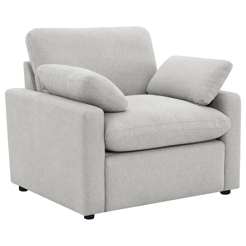 Pemberly Row Upholstery Fabric Wall-Hugging Power Recliner Chair in Gray