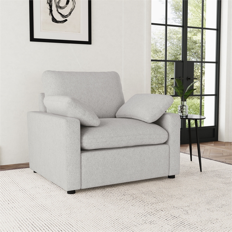 Pemberly Row Upholstery Fabric Wall-Hugging Power Recliner Chair in Gray