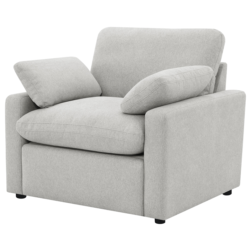 Pemberly Row Upholstery Fabric Wall-Hugging Power Recliner Chair in Gray