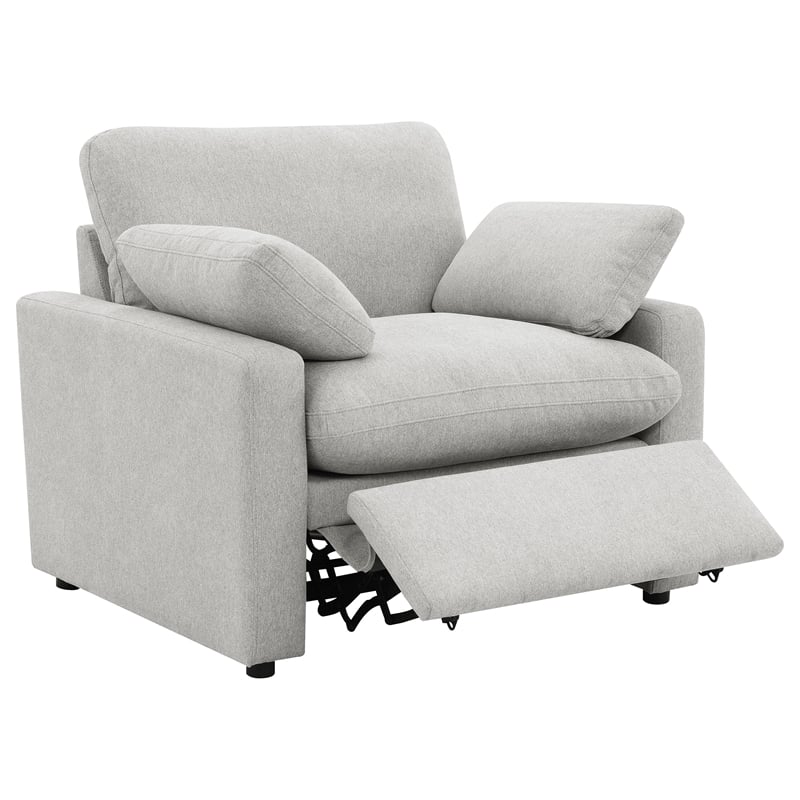 Pemberly Row Upholstery Fabric Wall-Hugging Power Recliner Chair in Gray