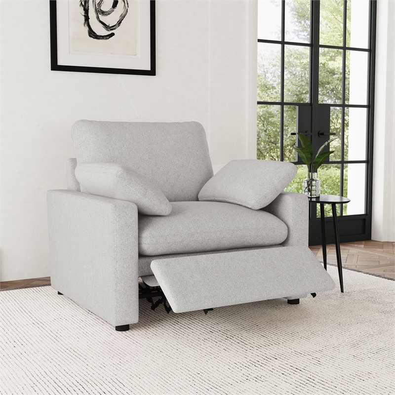 Pemberly Row Upholstery Fabric Wall-Hugging Power Recliner Chair in Gray