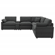 Pemberly Row 7-piece Fabric Modular Power Reclining Sectional in Dark Gray