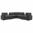 Pemberly Row 7-piece Fabric Modular Power Reclining Sectional in Dark Gray