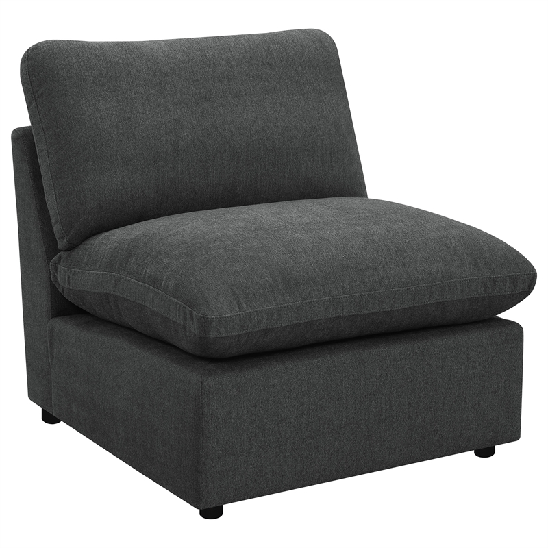 Pemberly Row Modular Upholstery Fabric Power Sofa in Dark Gray