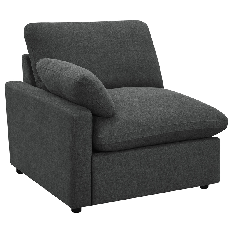 Pemberly Row Modular Upholstery Fabric Power Sofa in Dark Gray