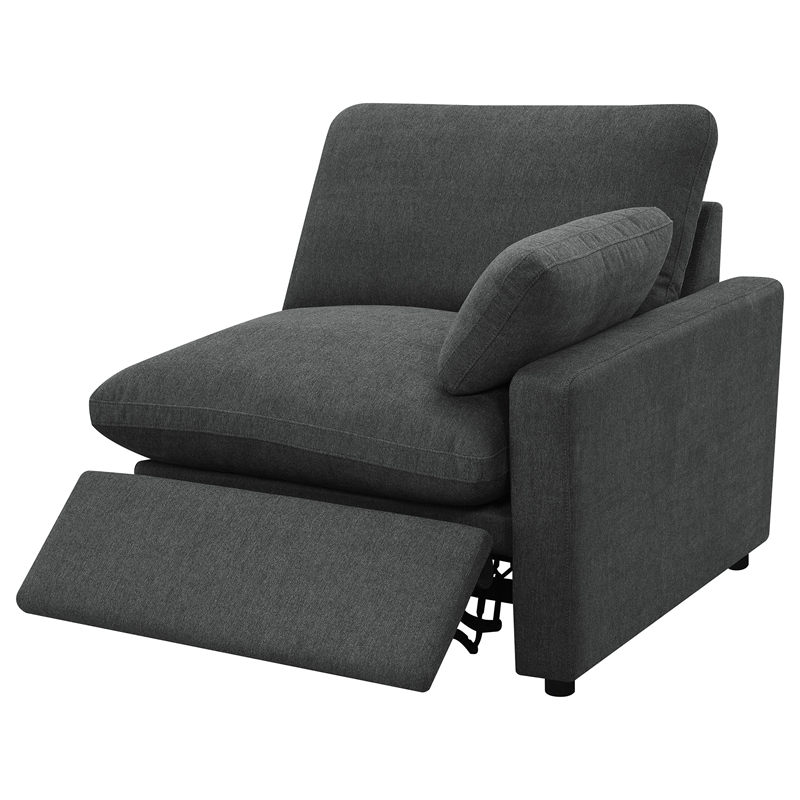 Pemberly Row Modular Upholstery Fabric Power Sofa in Dark Gray