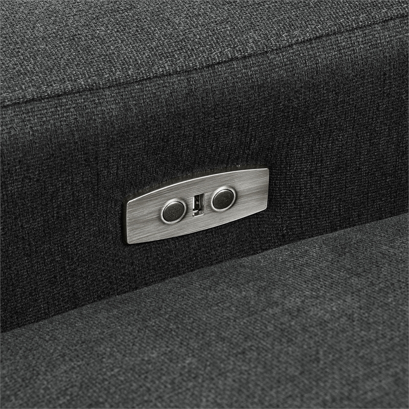 Pemberly Row Modular Upholstery Fabric Power Sofa in Dark Gray