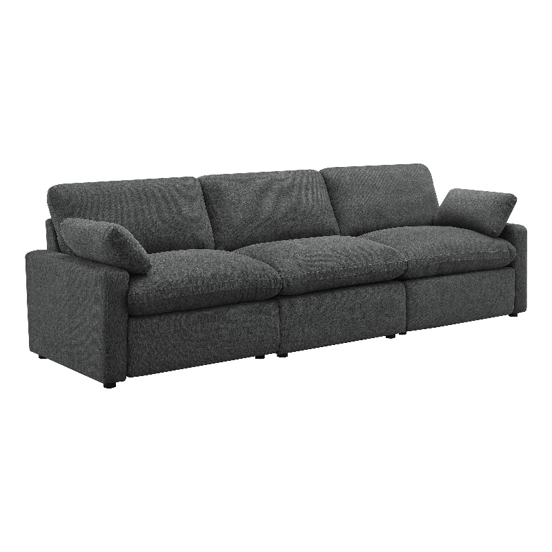 Pemberly Row Modular Upholstery Fabric Power Sofa in Dark Gray