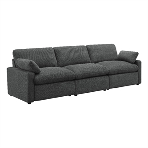 Pemberly Row Modular Upholstery Fabric Power Sofa in Dark Gray
