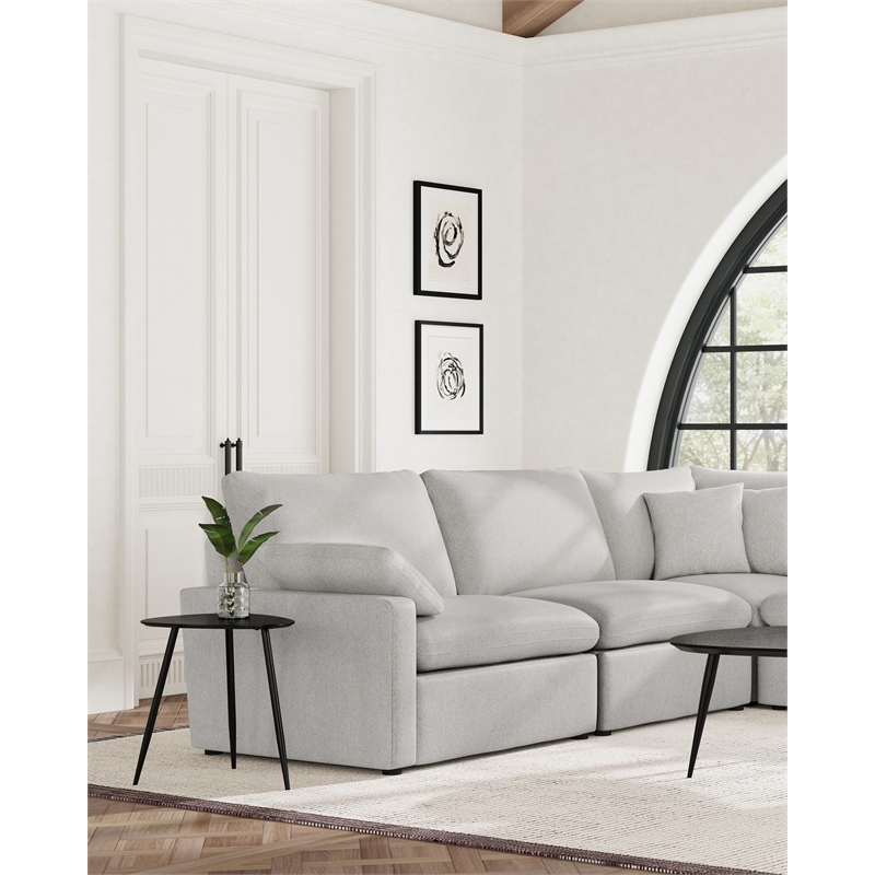 Pemberly Row Modular Upholstered Fabric Armless Chair in Gray