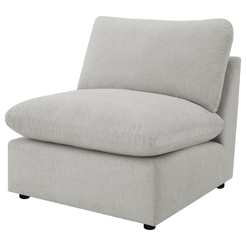 Pemberly Row Modular Upholstered Fabric Armless Chair in Gray