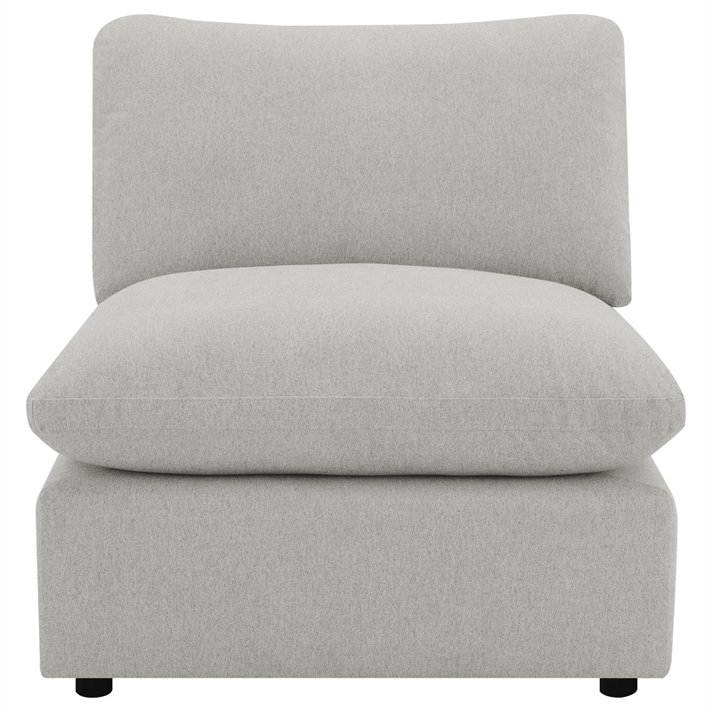 Pemberly Row Modular Upholstered Fabric Armless Chair in Gray