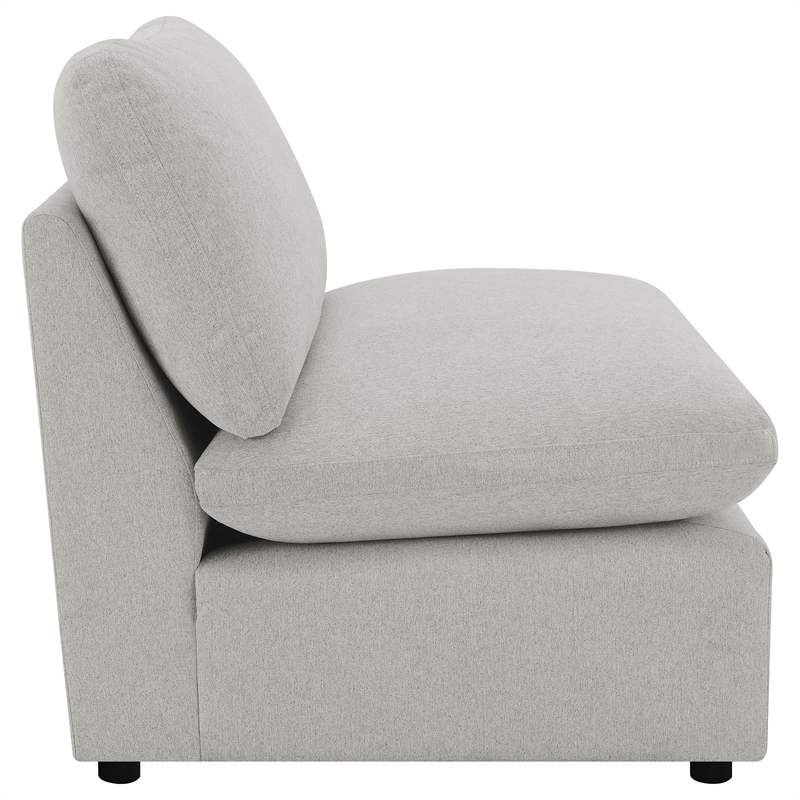Pemberly Row Modular Upholstered Fabric Armless Chair in Gray