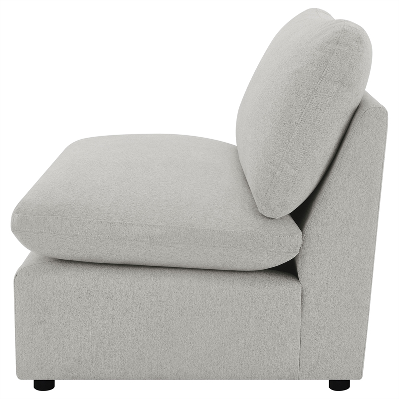 Pemberly Row Modular Upholstered Fabric Armless Chair in Gray