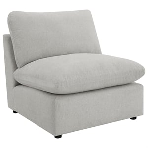 Pemberly Row Modular Upholstered Fabric Armless Chair in Gray