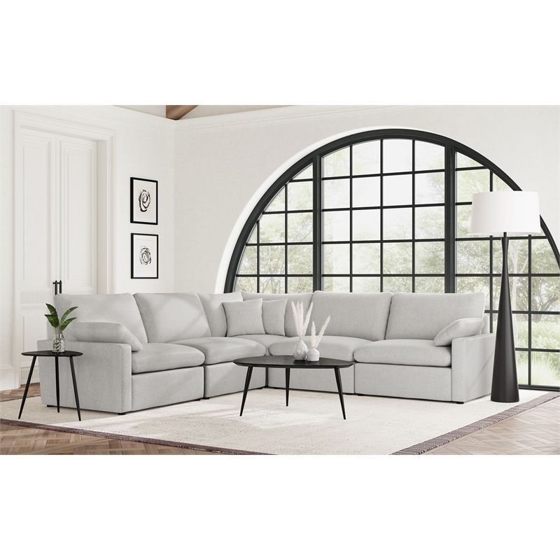 Pemberly Row 5-piece Fabric Modular Power Reclining Sectional in Gray