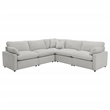 Pemberly Row 5-piece Fabric Modular Power Reclining Sectional in Gray