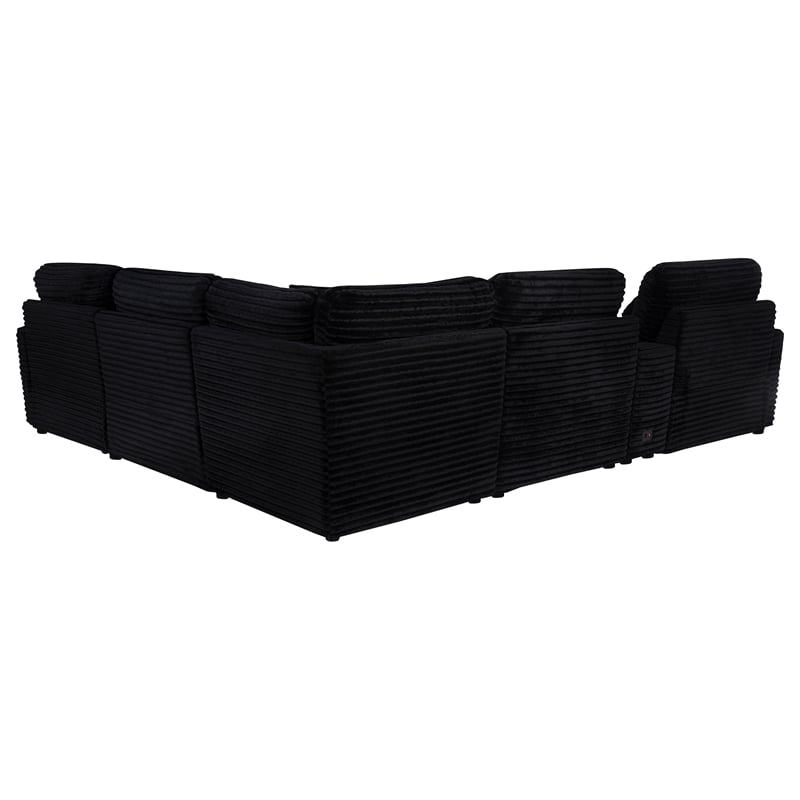 Pemberly Row 6-piece Fabric Modular Power Reclining Sectional in Black