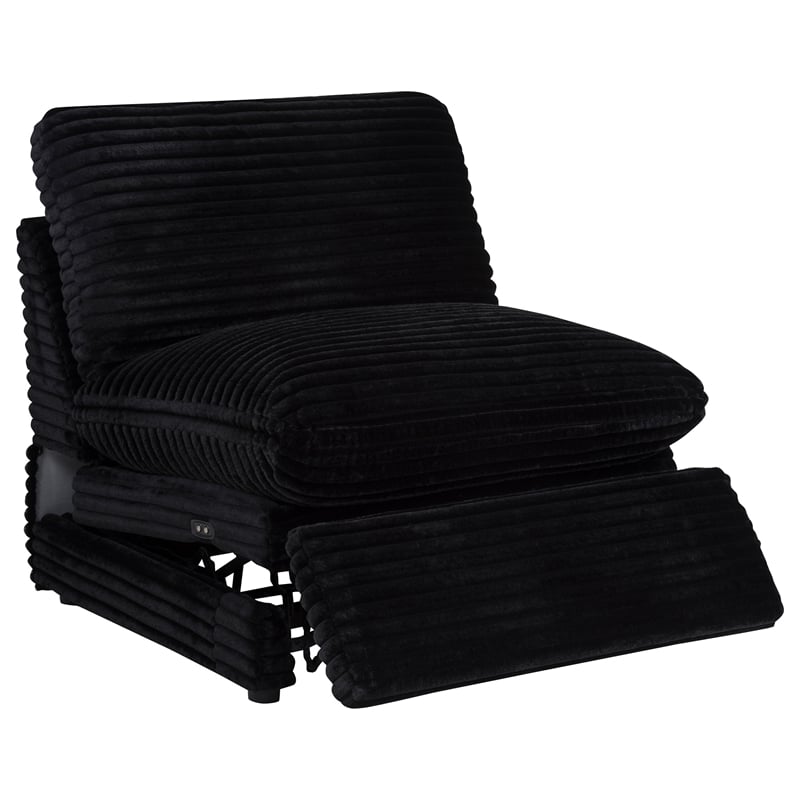 Pemberly Row 6-piece Fabric Modular Power Reclining Sectional in Black