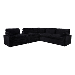 Pemberly Row 6-piece Fabric Modular Power Reclining Sectional in Black