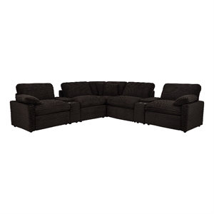 Pemberly Row 7-piece Fabric Modular Power Reclining Sectional in Chocolate