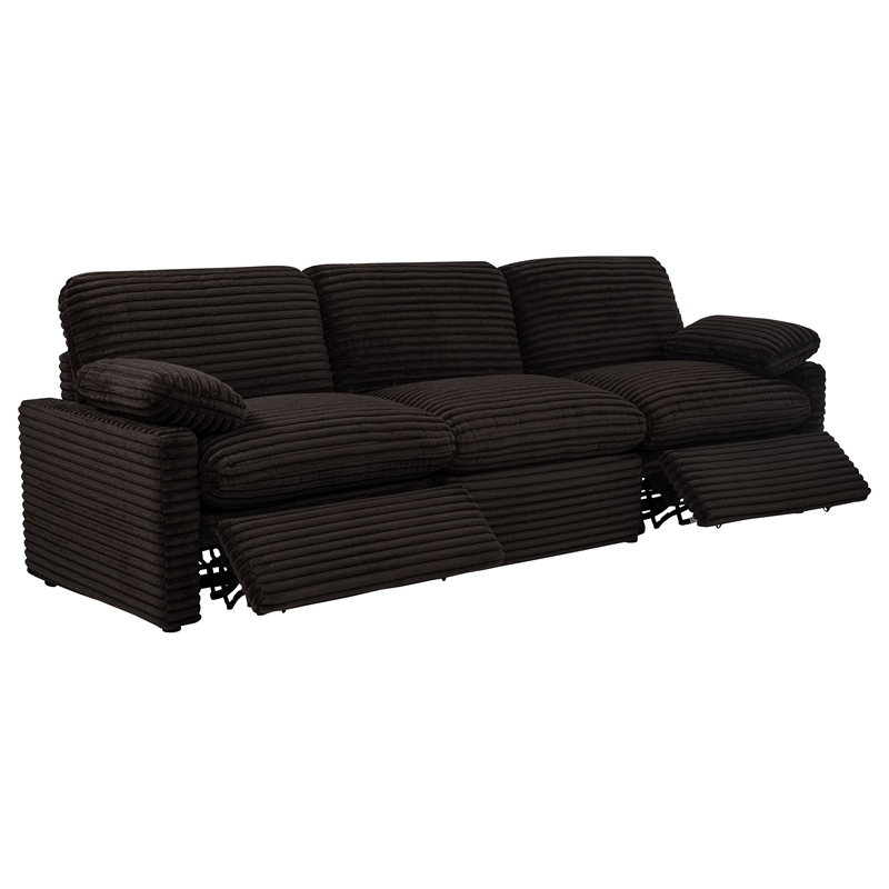 Pemberly Row Modular Upholstery Fabric Corduroy Power Sofa in Brown