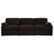 Pemberly Row Modular Upholstery Fabric Corduroy Power Sofa in Brown