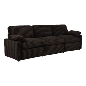Pemberly Row Modular Upholstery Fabric Corduroy Power Sofa in Brown