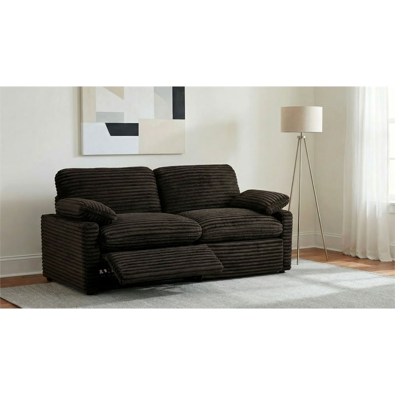 Pemberly Row Modular Upholstery Fabric Corduroy Power Loveseat in Brown