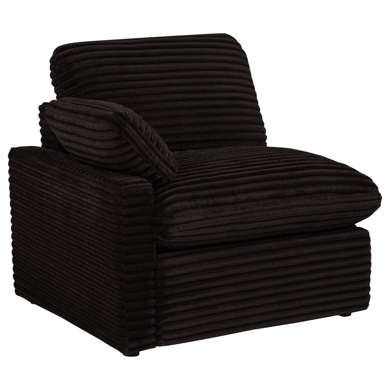 Pemberly Row Modular Upholstery Fabric Corduroy Power Loveseat in Brown