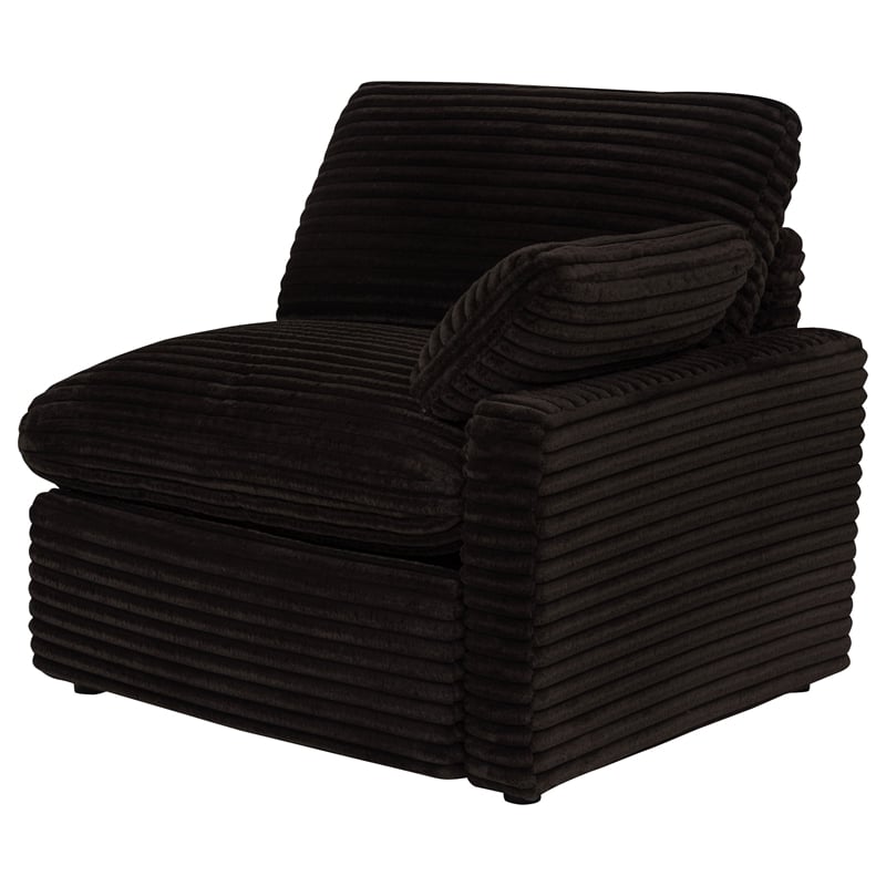 Pemberly Row Modular Upholstery Fabric Corduroy Power Loveseat in Brown