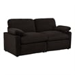 Pemberly Row Modular Upholstery Fabric Corduroy Power Loveseat in Brown