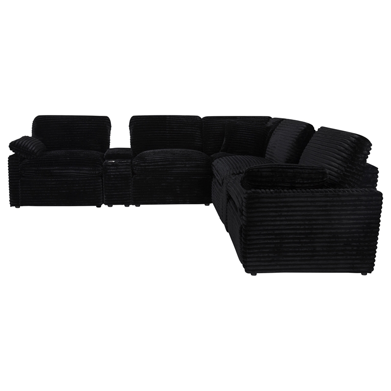 Pemberly Row 7-piece Fabric Modular Power Reclining Sectional in Black