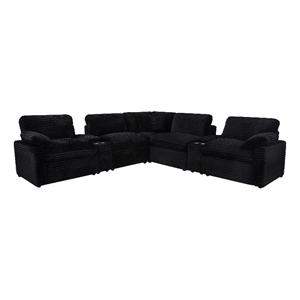 Pemberly Row 7-piece Fabric Modular Power Reclining Sectional in Black