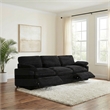 Pemberly Row Modular Upholstery Fabric Corduroy Power Sofa in Black