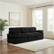 Pemberly Row Modular Upholstery Fabric Corduroy Power Sofa in Black