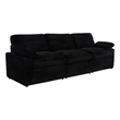 Pemberly Row Modular Upholstery Fabric Corduroy Power Sofa in Black