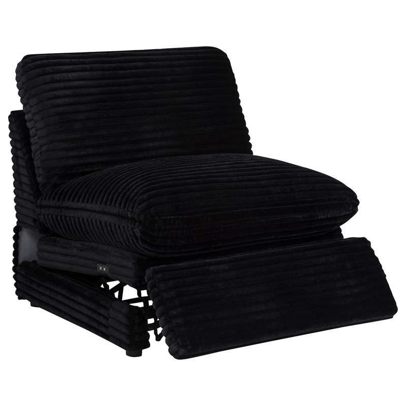 pemberly row 5-piece fabric power reclining home theater seating in black