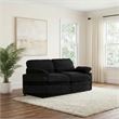 Pemberly Row Modular Upholstery Fabric Corduroy Power Loveseat in Black