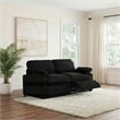 Pemberly Row Modular Upholstery Fabric Corduroy Power Loveseat in Black