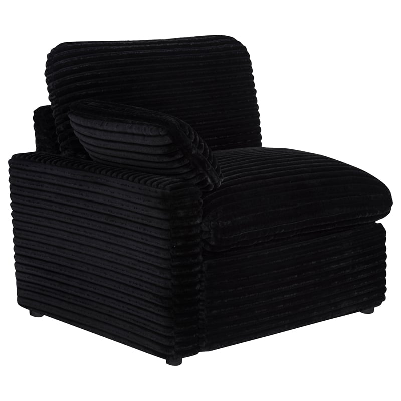 Pemberly Row Modular Upholstery Fabric Corduroy Power Loveseat in Black