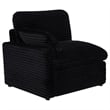 Pemberly Row Modular Upholstery Fabric Corduroy Power Loveseat in Black