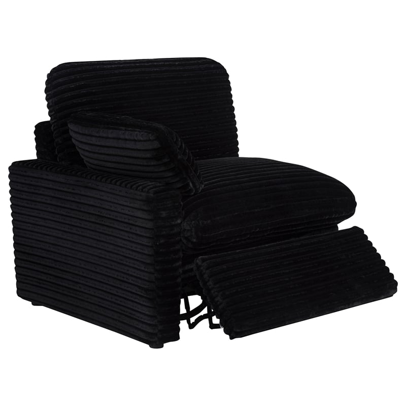 Pemberly Row Modular Upholstery Fabric Corduroy Power Loveseat in Black