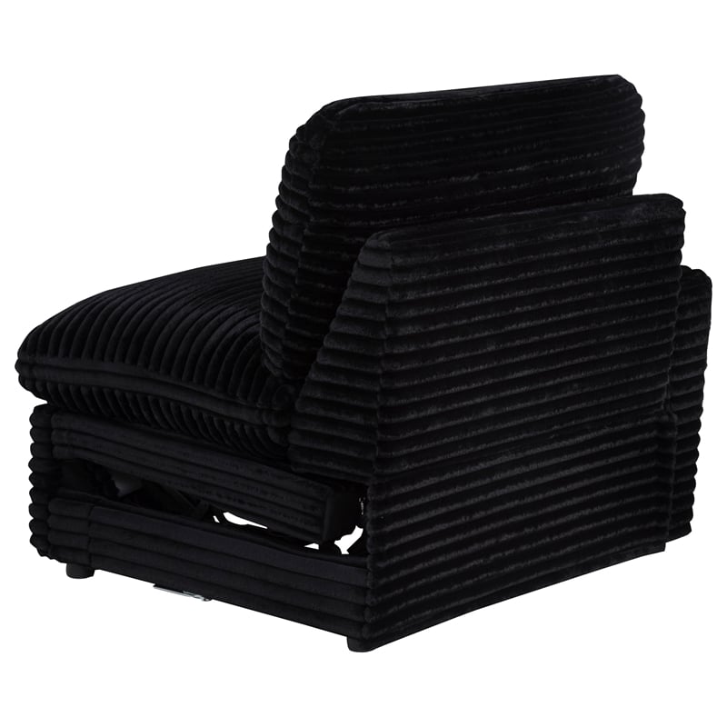 Pemberly Row Modular Upholstery Fabric Corduroy Power Loveseat in Black