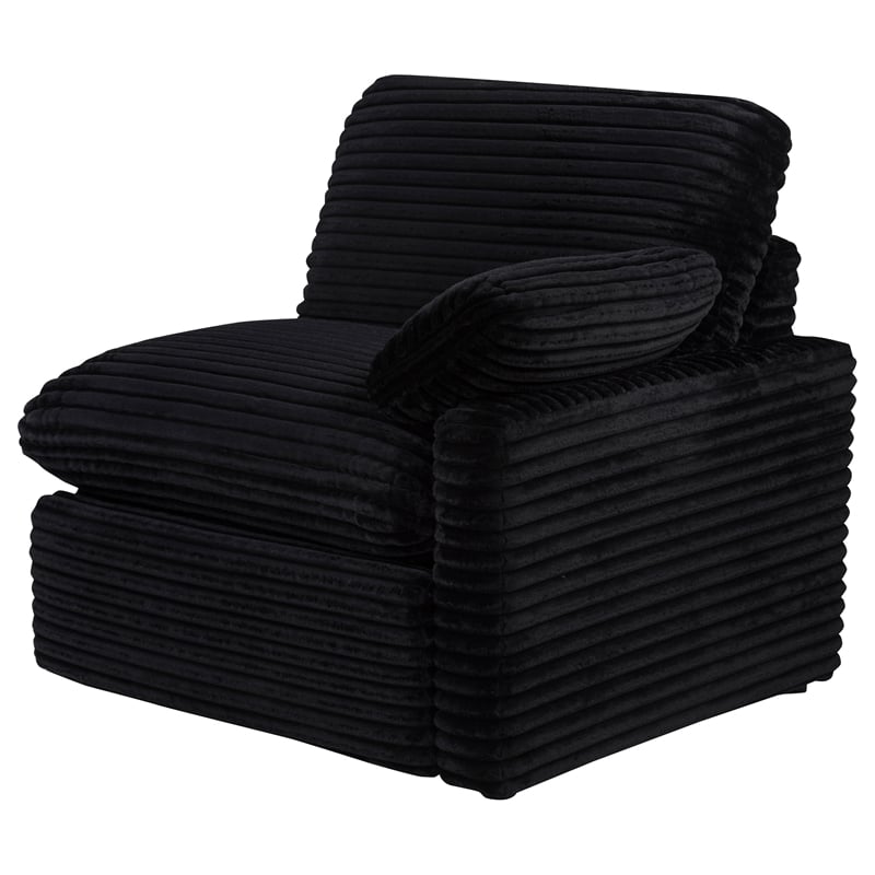 Pemberly Row Modular Upholstery Fabric Corduroy Power Loveseat in Black